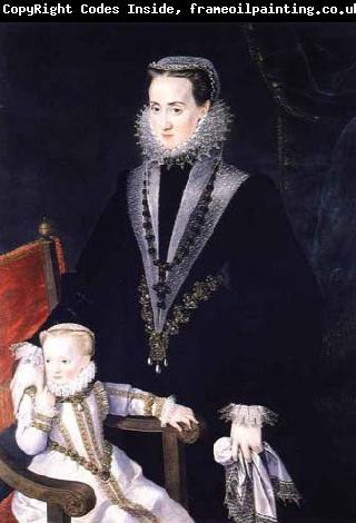 Alonso Sanchez Coello Portrait of Maria Manrique de Lara y Mendoza and her daughter